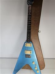 1980's Yakima Flying V 6 String Electric Guitar Blue with